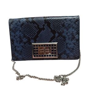 Michael Kors Navy Snakeskin Clutch